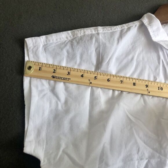 Madewell Top Sz Small White Crop Dolman Shirt Button Up Cotton Lyocell Linen NWT - Picture 9 of 16